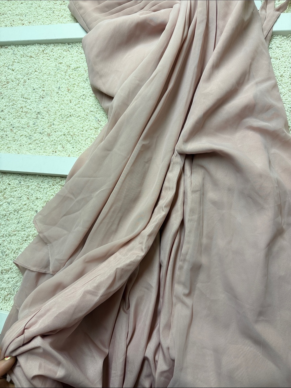 NWT Light Pink One-Shoulder Chiffon Formal Dress - Picture 3 of 5